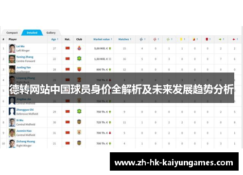 德转网站中国球员身价全解析及未来发展趋势分析