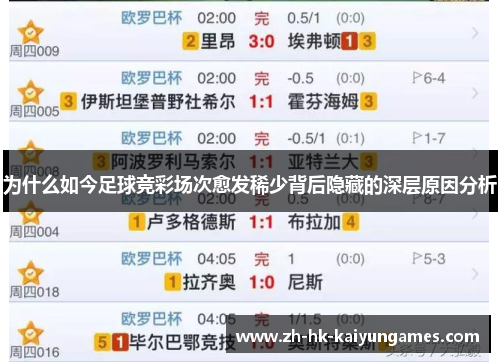 为什么如今足球竞彩场次愈发稀少背后隐藏的深层原因分析
