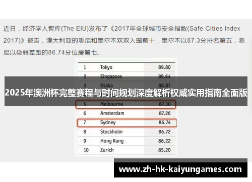 2025年澳洲杯完整赛程与时间规划深度解析权威实用指南全面版